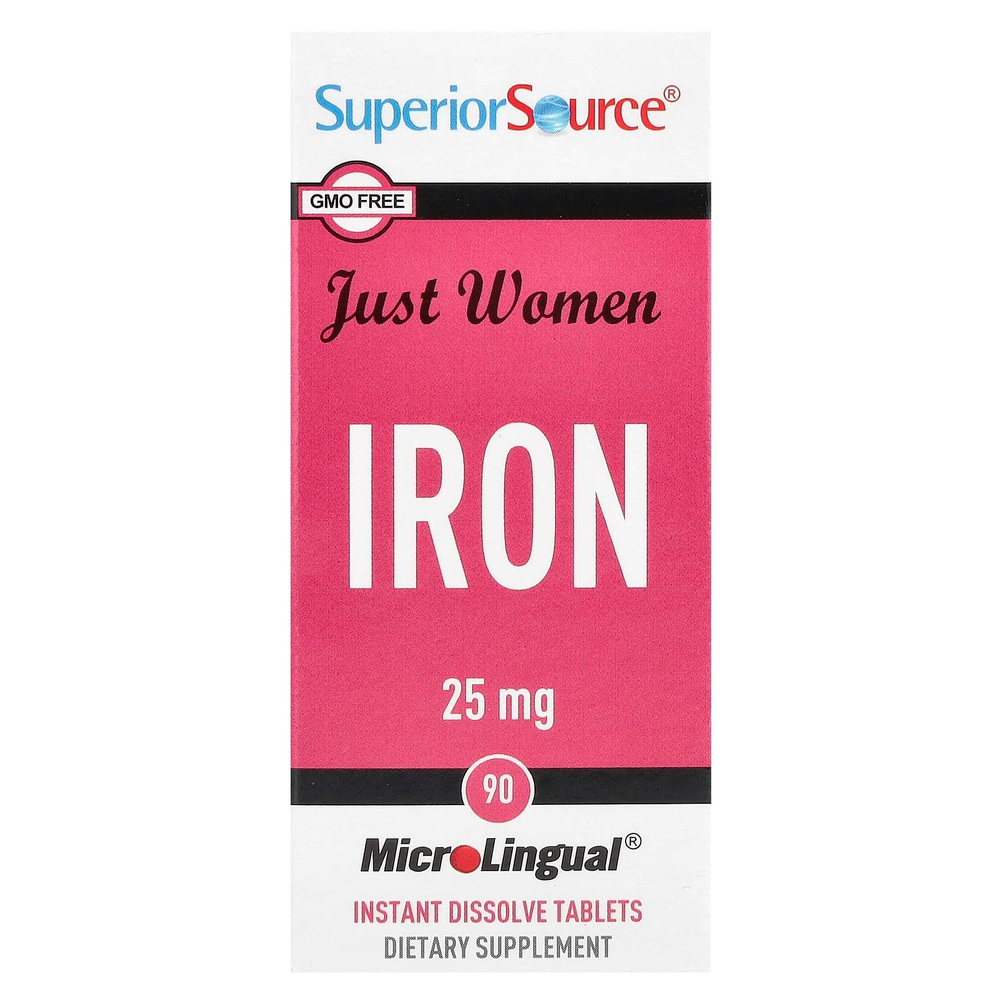 Superior Source, Just Women, железо, 25 мг, 90 быстрорастворимых таблеток MicroLingual®