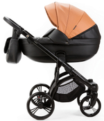 Детская коляска Adamex Lanti Deluxe 2 в 1 LN-SD109 (КАРАМЕЛЬ.КОЖА + ЧЕРН. КОЖА)