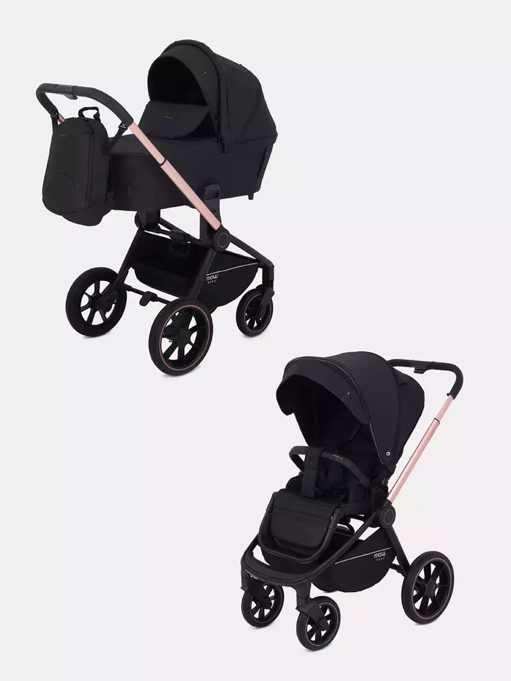 Коляска детская MOWBaby "ZOOM"PU (2в1) RA086 Gold Black