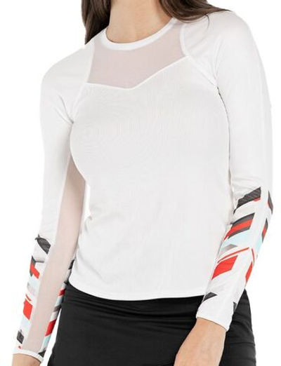Женская теннисная футболкаLucky in Love Tech It In Long Sleeve - White