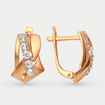 Серьги женские с фианитами из розового золота 585 пробы (арт. 40123800)