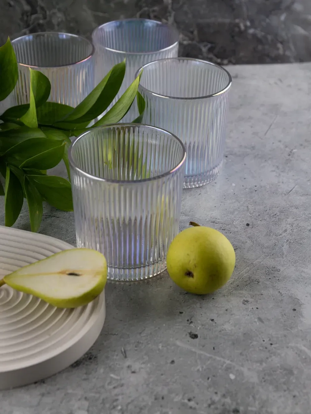 Набор ребристых бокалов для виски, 350 мл. 6 шт. перламутр