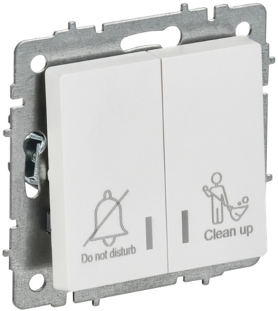 BRITE Выключатель 2-клавишный с индикацией для отелей 10А ВС10-2-9-БрАБ арктический белый IEK