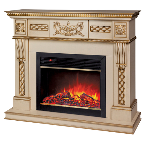 Каминокомплект Real Flame Corsica Lux 25,5/26 WT с очагом Moonblaze Deluxe Brass