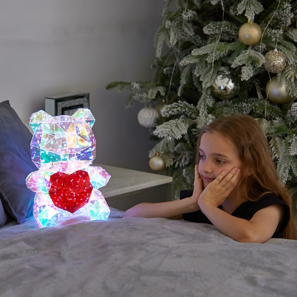 ULD-R508 USB BEAR WITH HEART Светильник декоративный Мишка с сердцем. с USB проводом. 200 светодиодов. Белый свет. Цвет корпуса радужный. TM Uniel