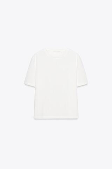 ZARA УКОРОЧЕННЫЙ ТРИКОТАЖНЫЙ ТОП, СЛОНОВАЯ КОСТЬ