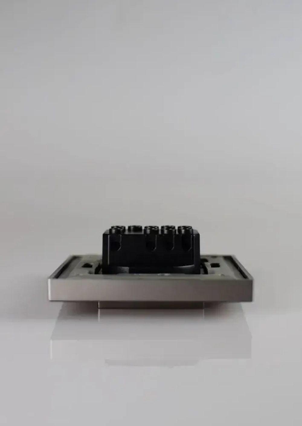 Выключатель серый для света одноклавишный без подсветки