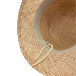 Канотье рафия с черным кожаным ремешком