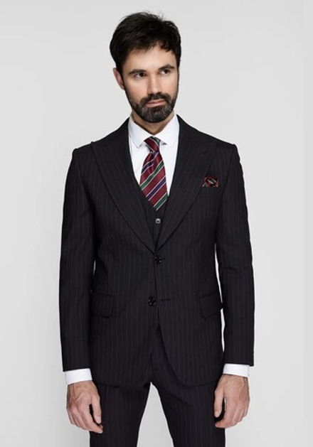 Мужской классический костюм тройка (черный) Б23