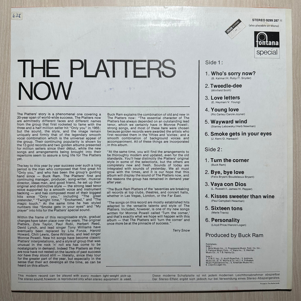 The Platters - The Platters Now (Голландия 1974г.)