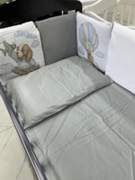 Комплект в кроватку 6-ти предметный (подушечки 17 предметов), "Детская история, Щенок/авиатор" сатин