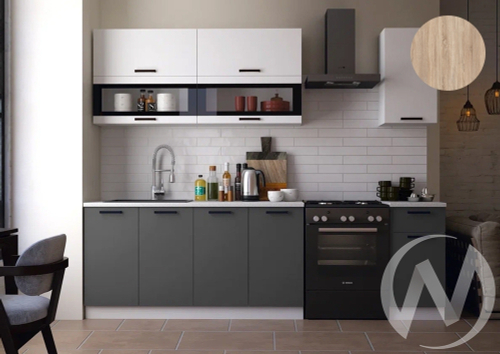 Кухня Техно 2;0м (белый/белый снег софт; графит софт/сонома) Компоновка №2