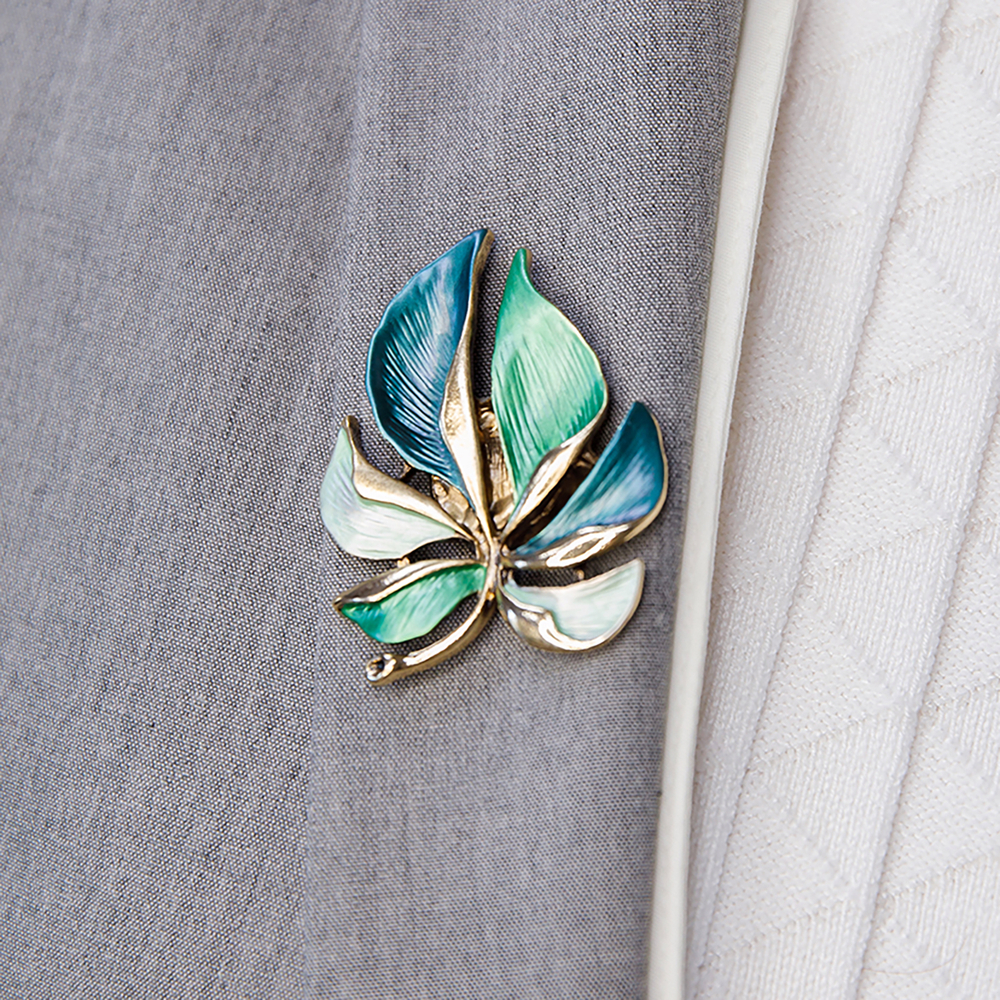 Брошь Shadore Лист резной XZ0863.16 G/G