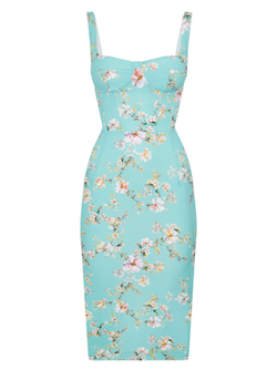Сарафан корсажный миди с цветочным принтом