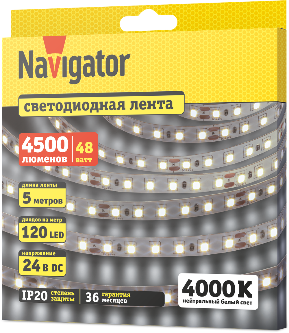 СД Лента Navigator 95 301 NLS-2835W120-9.6-IP20-24V 5м