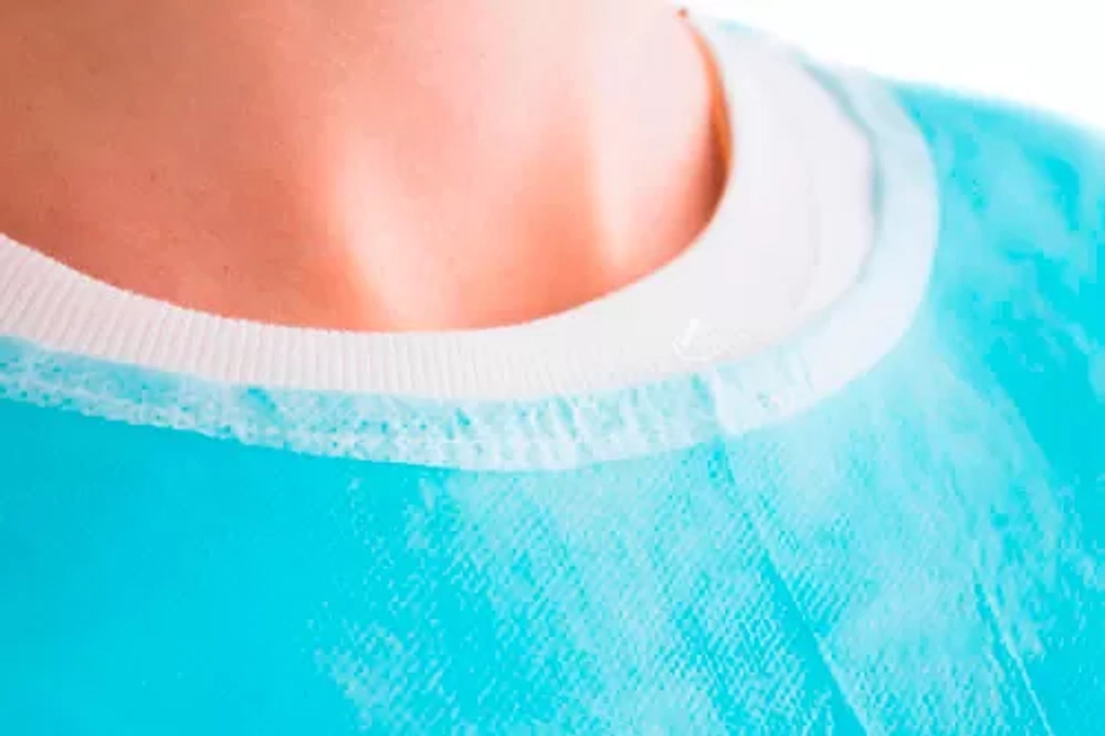 Халат хирургический стерильный 140 см размер 52-54 Евростандарт ворот Велькро рукав манжета