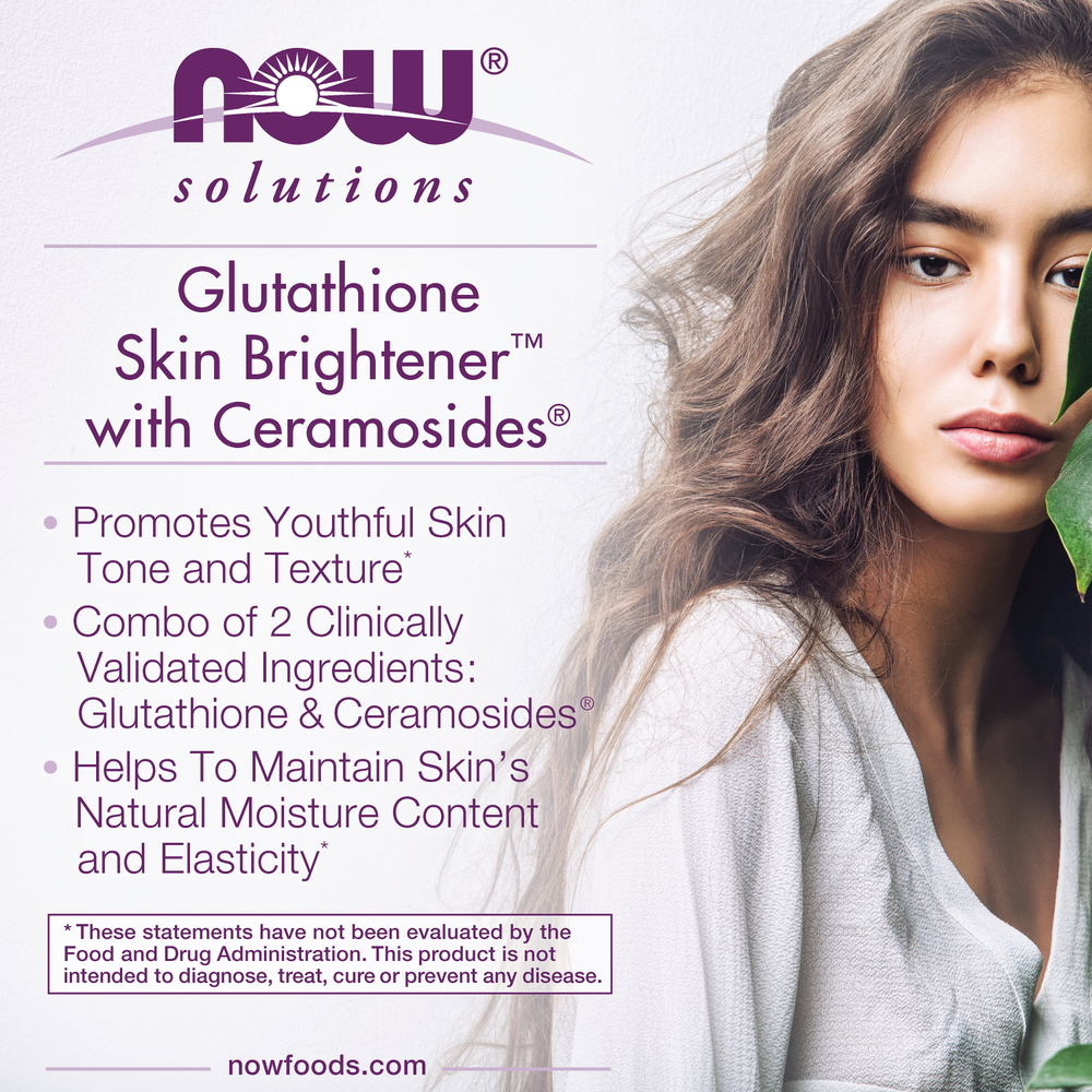 NOW Foods, Solutions, Glutathione Skin Brightener™, 30 растительных капсул
