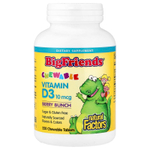 Natural Factors, Big Friends®, жевательный витамин D3, со вкусом ягод, 10 мкг (400 МЕ), 250 жевательных таблеток