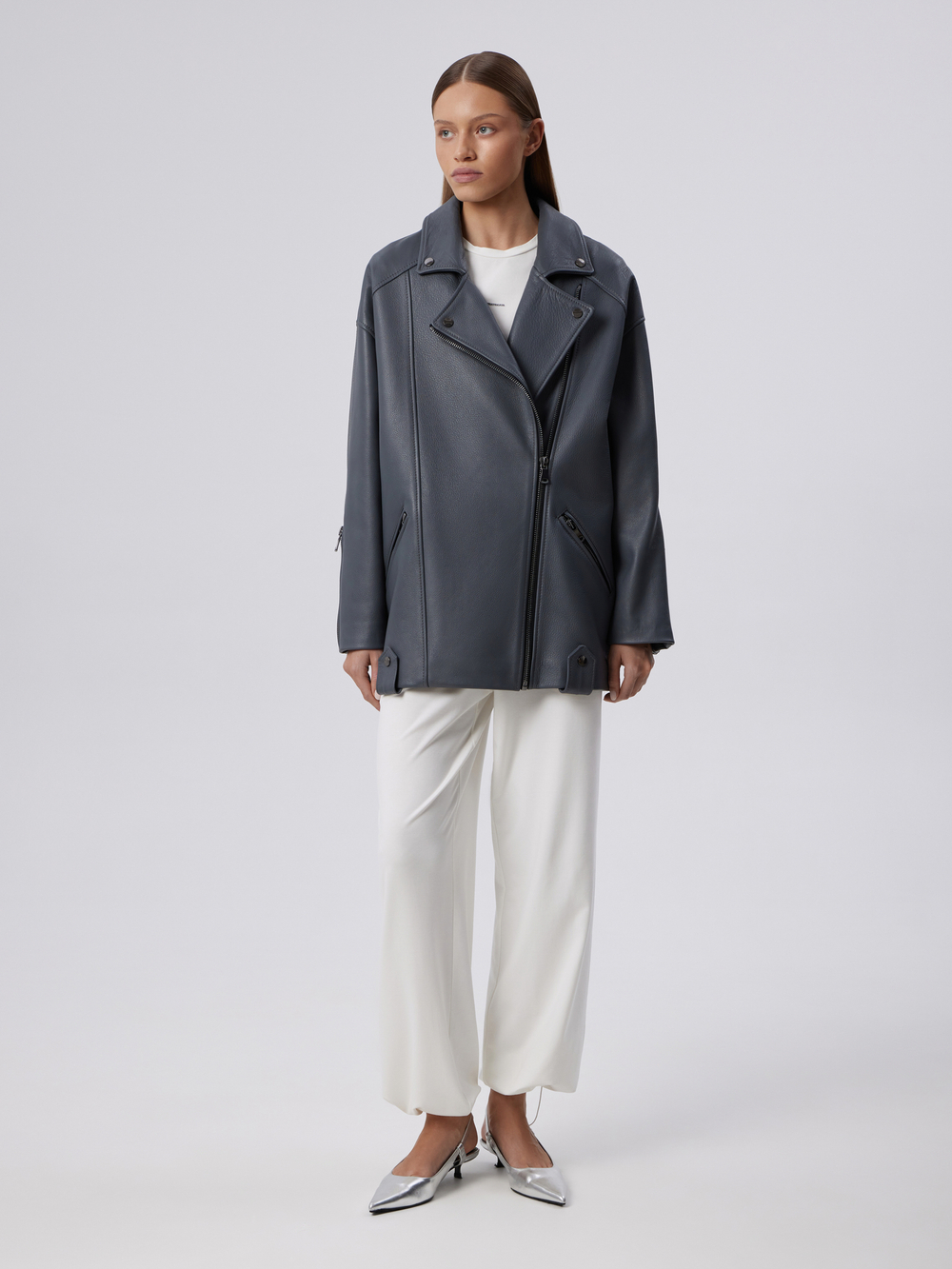 КУРТКА КОЖАНАЯ BIG OVERSIZE (GREY)