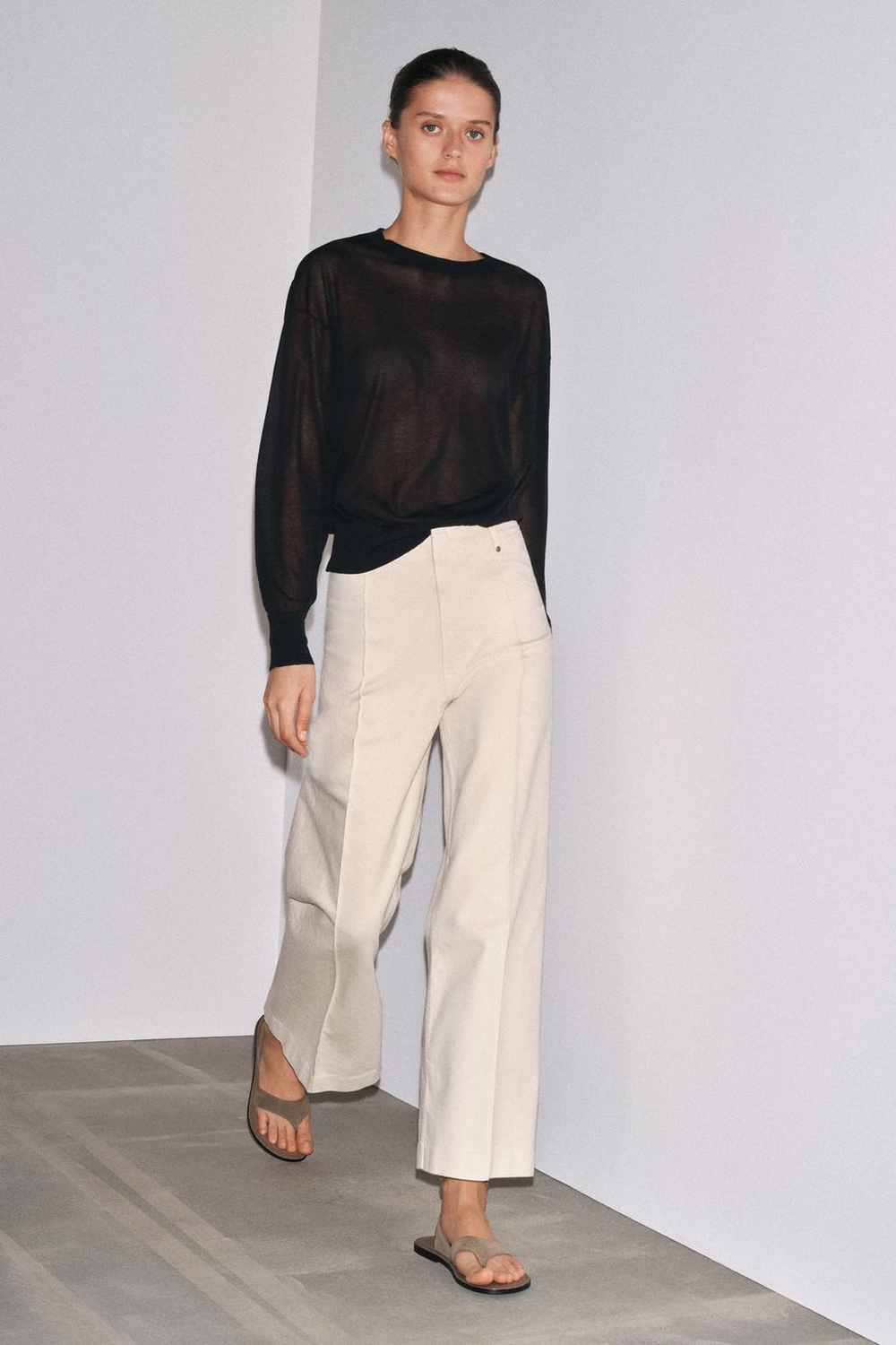 Джинсы wide leg с высокой посадкой — zw collection