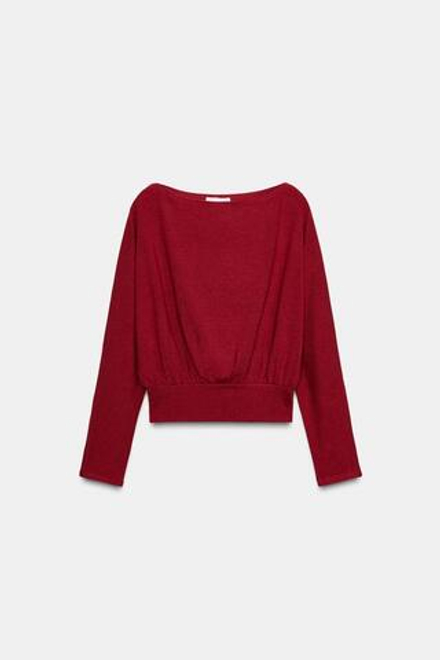 ZARA МЯГКИЙ СВИТЕР С ДЛИННЫМИ РУКАВАМИ, ТЕМНО-РОЗОВЫЙ