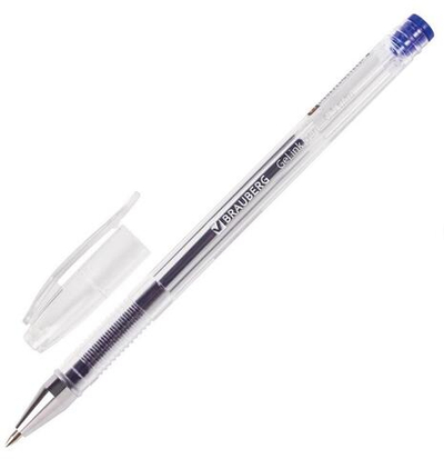 Ручка гелевая 0,5мм,синяя,корпус прозрачный "Jet"(BRAUBERG)