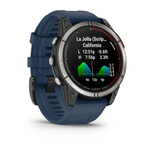 Смарт-часы Garmin Quatix 7 Pro AMOLED, титановый, темно-синий ремешок, 010-02803-81