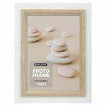 Рамка 15х21 см небьющаяся, багет 35 мм, МДФ, BRAUBERG "Esquire", белая/капучино, 391255