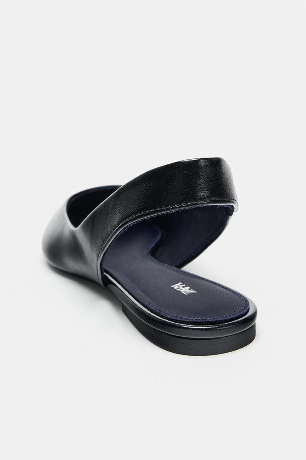 ZARA БАЛЕТКИ-МЮЛИ С ОСТРЫМ НОСОМ, ЧЕРНЫЙ