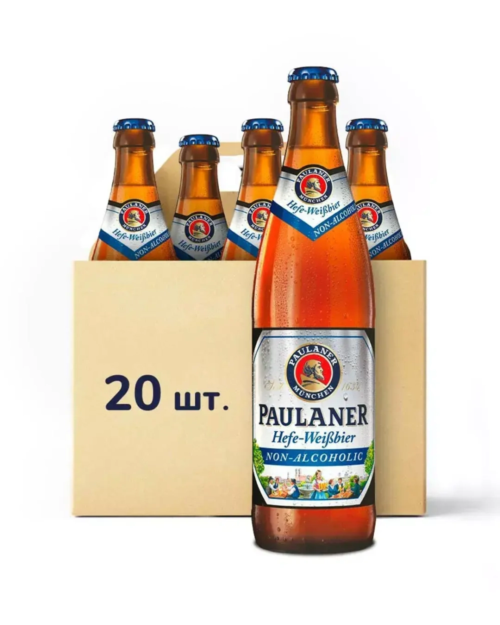 Paulaner Hefe-weissbier Naturtrub non-alcoholic 0,5 л.  20 шт. (Коробка)