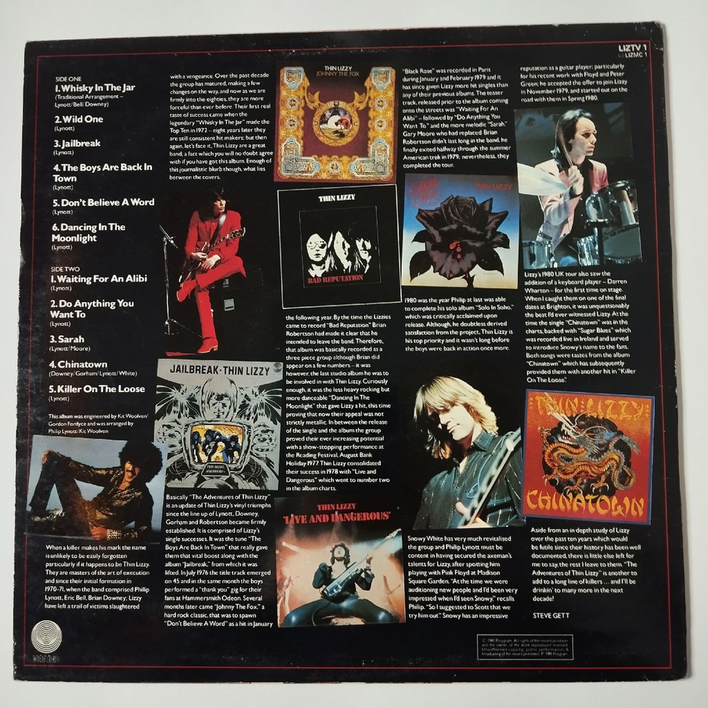 Винтажная виниловая пластинка LP Thin Lizzy The Adventures Of Thin Lizzy (The Hit Singles Collection) (UK 1981)