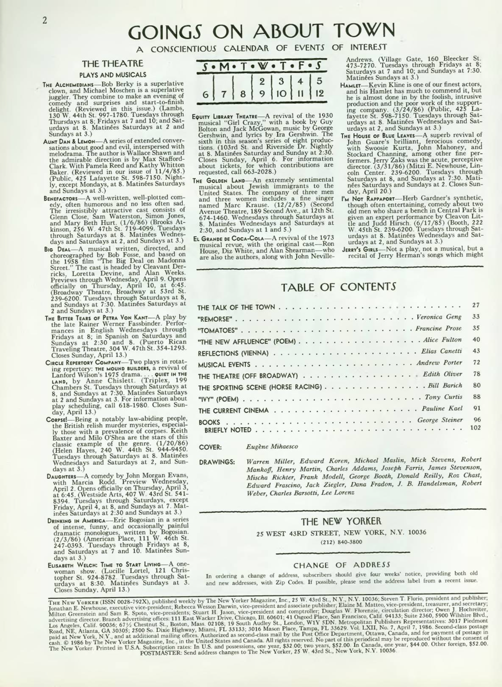 Журнал The New Yorker 07-04-1986