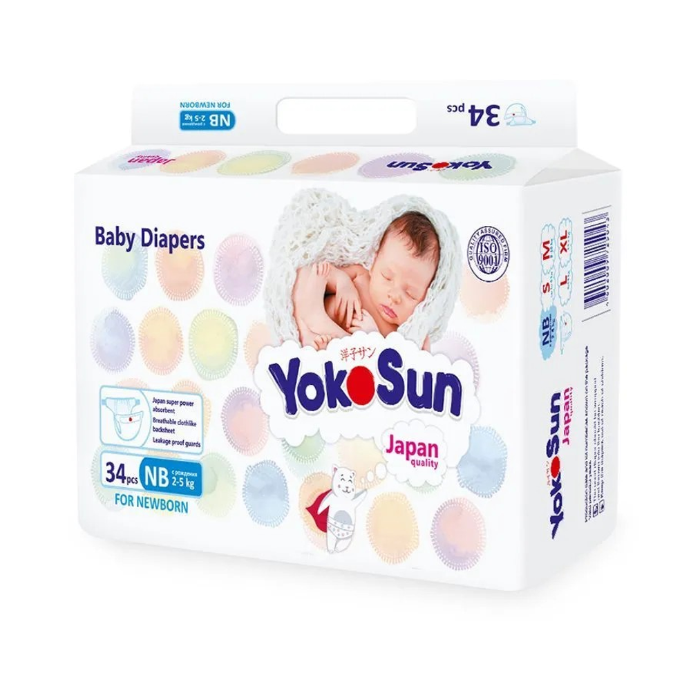Подгузники YokoSun NB (2–5 кг), 34 шт