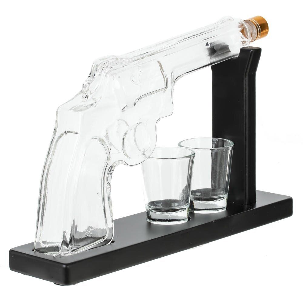 GAEM Графин "Пистолет" 330 мл с 2-мя стопками 40 мл, L28 W7 H19 см