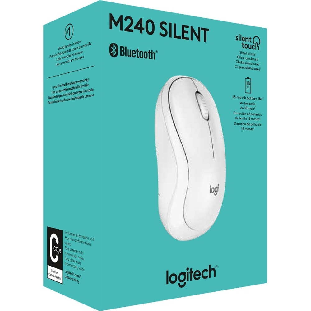 Мышь Logitech M240 Silent, беспроводная Bluetooth, White