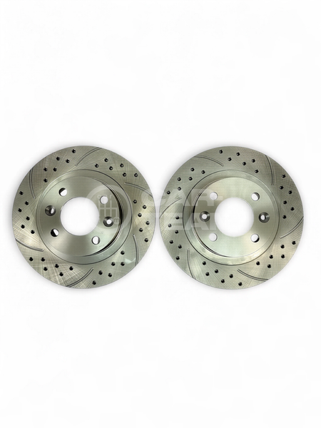 Тормозные диски “Car-Team" Pro Sport R14 задние с насечками и перфорацией на Лада Веста 4*100 разболтовка