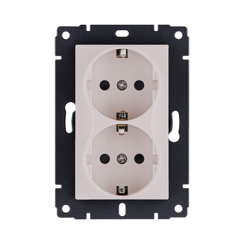 Розетка штепсельная SCHUKO двойная 16A/250 В, кашемир матовый Kollinger REA-032CM для Aspekt, Eleganz, Reflex