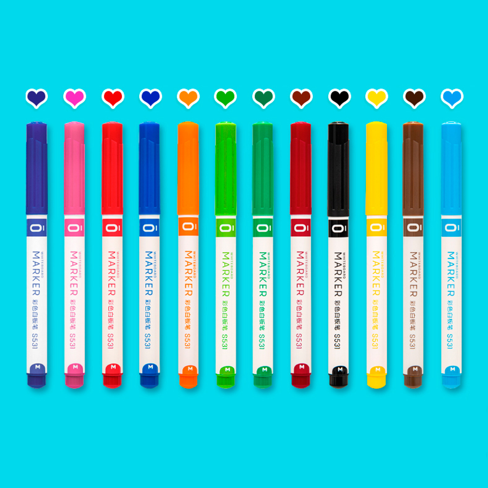 Набор маркеров для доски, DELI "S531", 12 цветов