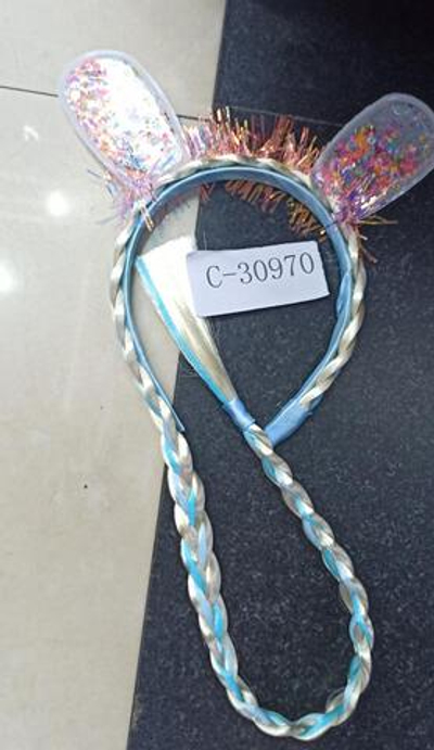 Ободок с косами с УШКАМИ 3 цвета микс, пакет с-30970