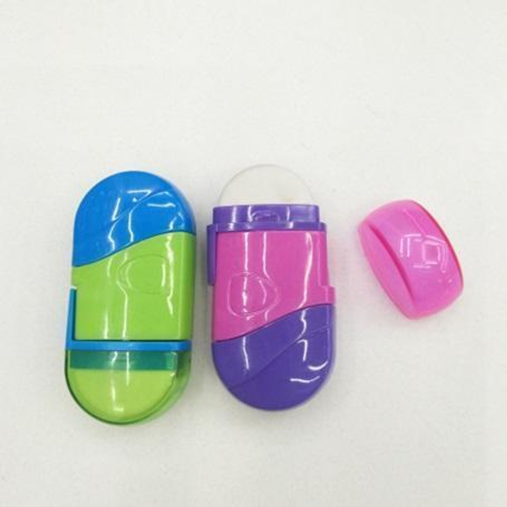 Точилка с ластиком 1 отверстие, 7*3,5см, 2 цвета микс