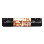 Мешки для мусора 120 л, черные, в рулоне 10 шт., ПВД, 80 мкм, 70×108 см, особо прочные.