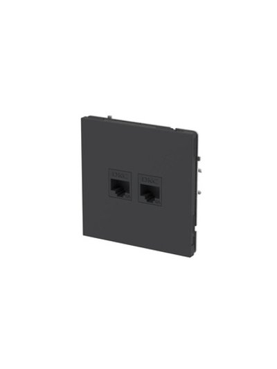 Розетка компьютерная 2-м KANT RJ45 кат.6A без шторки черн. уголь DKC 7012674