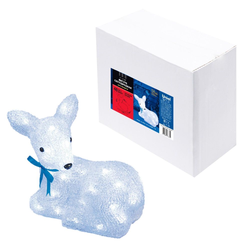 ULD-M2926-040-STA WHITE IP20 LYING FAWN-1 Фигура светодиодная Лежащий оленёнок-1. 32x27см. 40 светодиодов. Белый свет. Провод прозрачный. TM Uniel