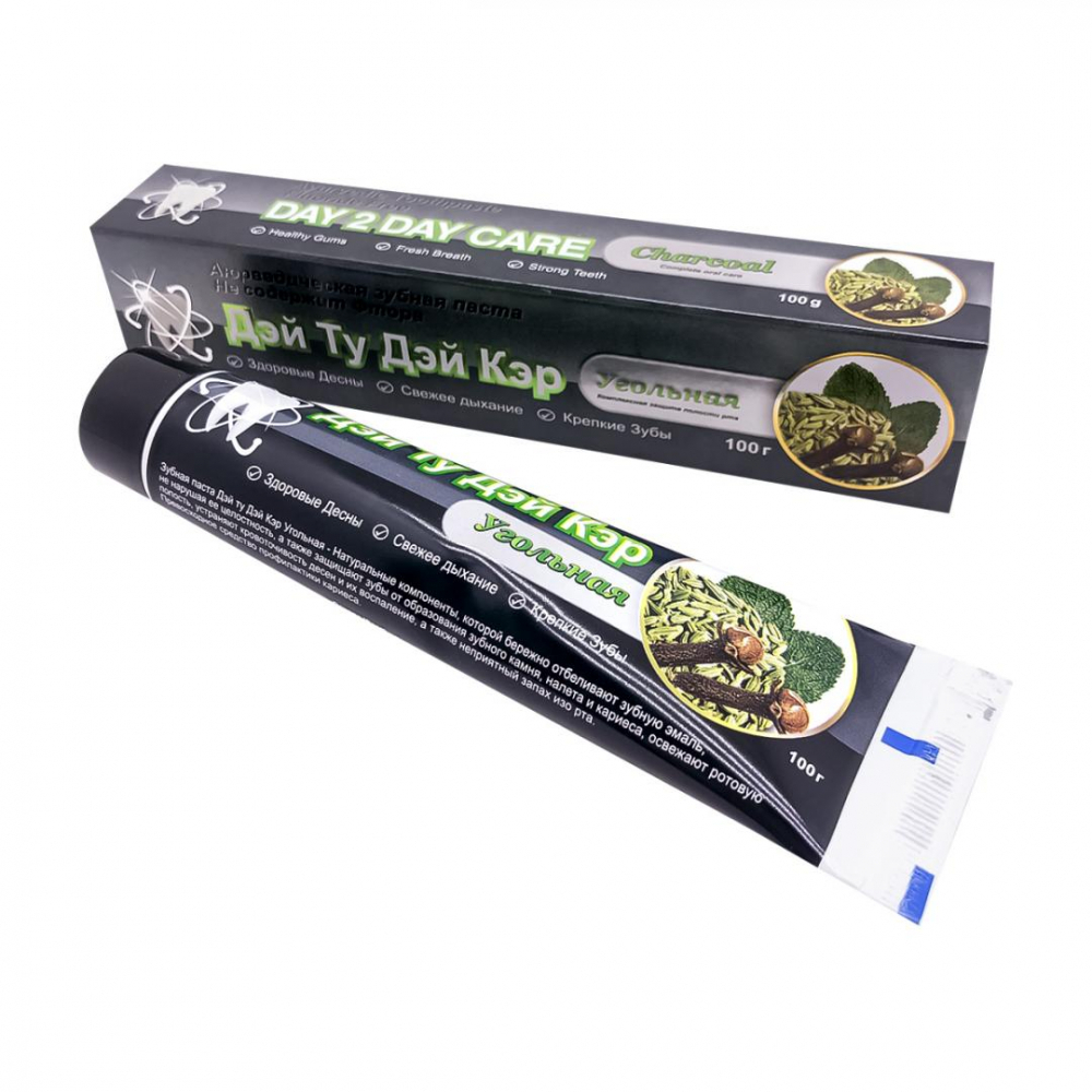 DAY2DAY Toothpaste Зубная паста Угольная без фтора 100г
