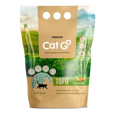 Наполнитель Cat Go TOFU для кошачьего туалета, комкующийся, растительный, Зеленый чай, 2,5 кг (6 л)
