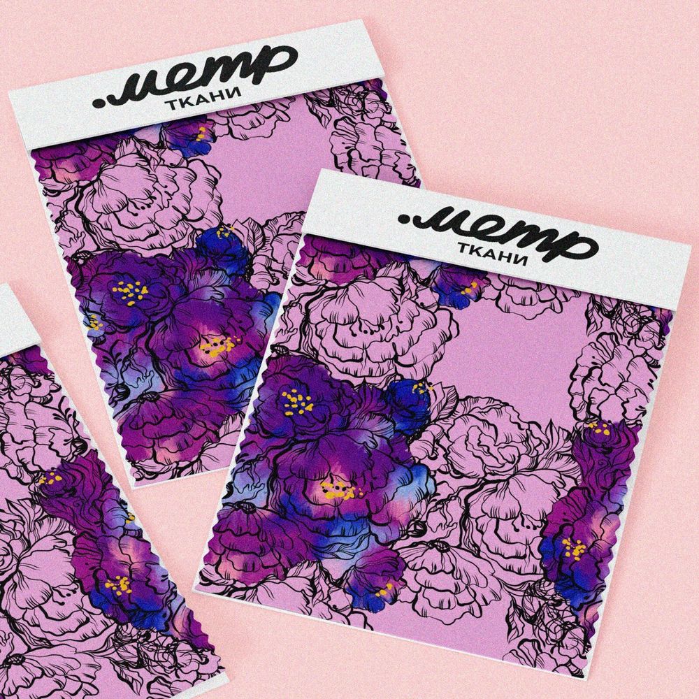 Ткань дюспо сине-фиолетовые пёстрые цветы