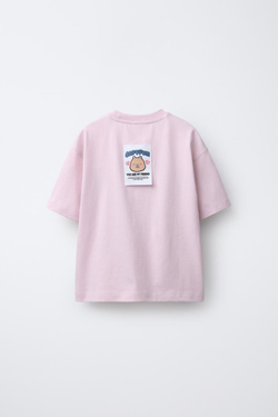 ZARA ФУТБОЛКА С ПРИНТОМ «КАПИБАРА CAPYFUN ©», РОЗОВЫЙ