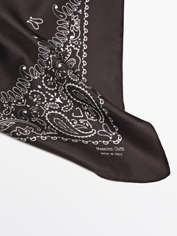 Massimo Dutti Бандана из 100% шелка с принтом пейсли, шоколадный