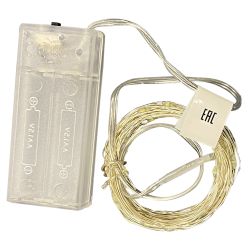 ULD-S0500-050-SCB-2AA WHITE IP20 DEW Гирлянда светодиодная на батарейках 2AA не в-к. Роса. 5м. 50 светодиодов. Белый свет. Провод медный. TM Uniel