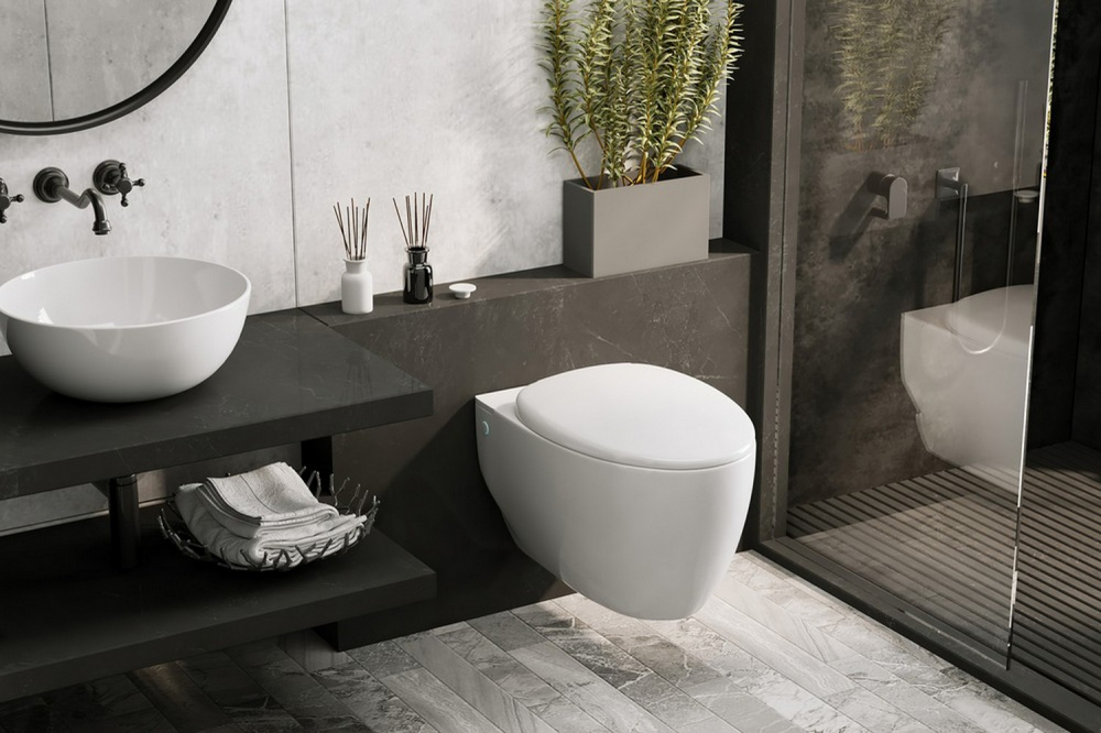 Комплект ABBER подвесной унитаз Bequem AC1107P белый с импульсным смывом с инсталляцией AC0101P